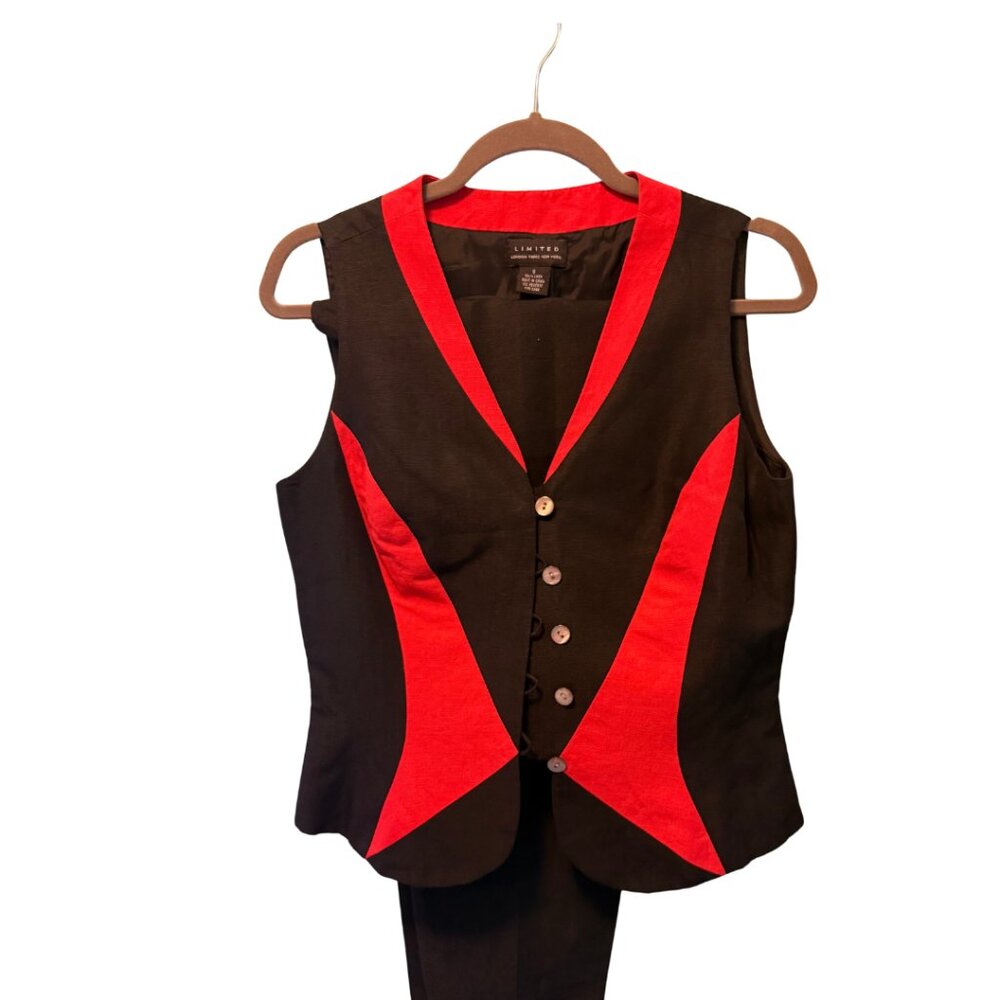 Vintage The Limited Black & Red Vest Suit – Sz S